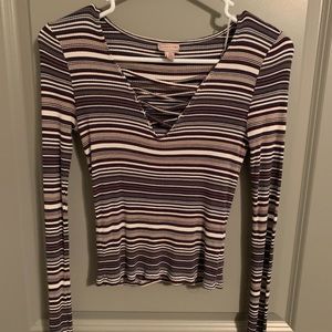 Aeropostale Striped Long Sleeved Crop